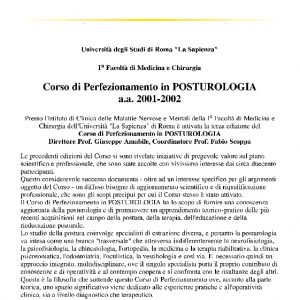Corso di Perfezionamento in POSTUROLOGIA 2001-2002
